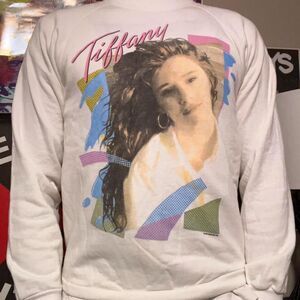 80s/90s White Tiffany Pop Singer Celebrity Sweatshirt
